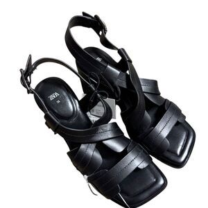ZARA Women's Black Strappy High Heel Sandals Size 6 Party/Cocktail